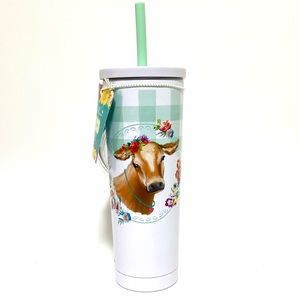 Pioneer Woman Gingham Cow Farmhouse Tumbler